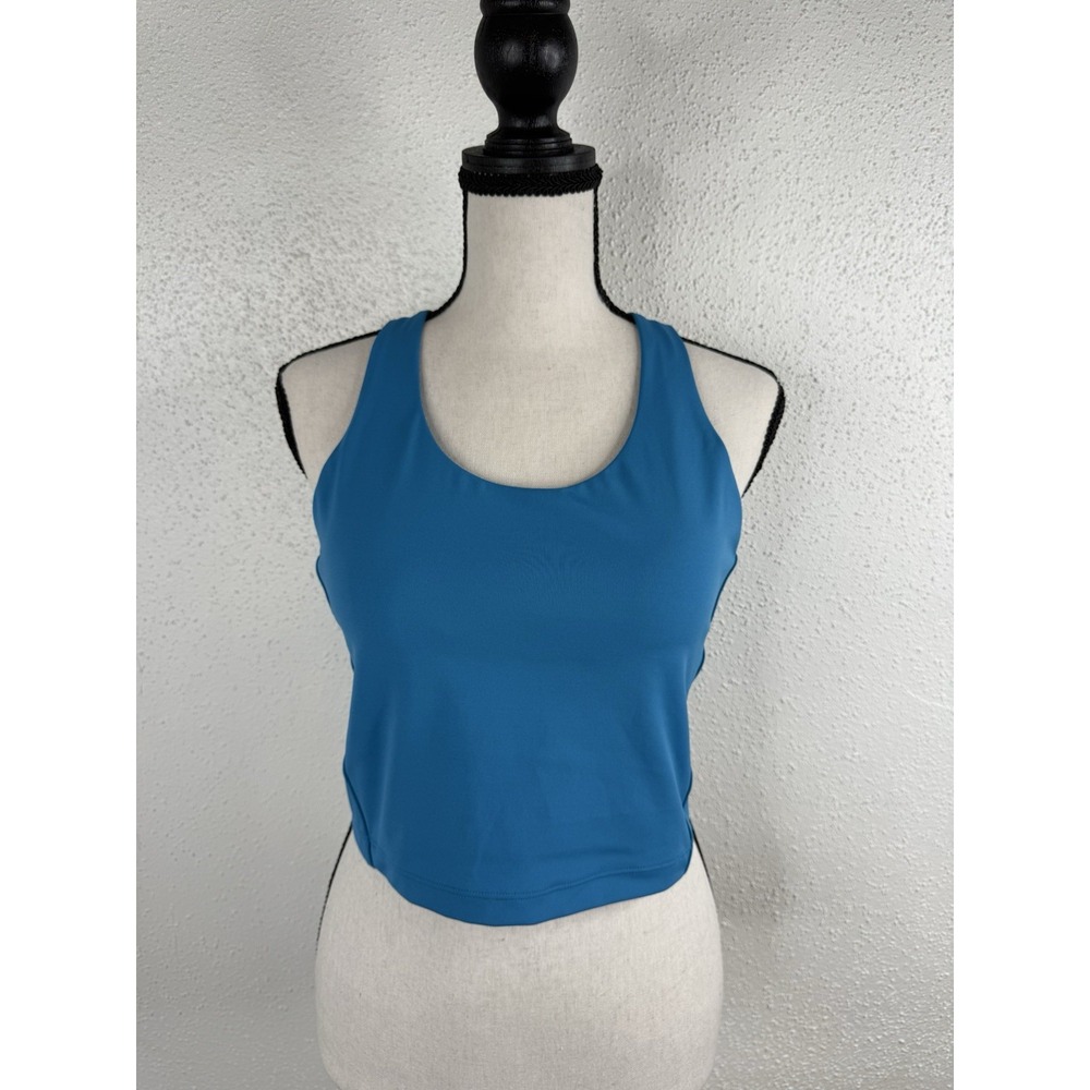 Women's Athleta crop workout tank top Scoop Neck Open Back Blur Size M